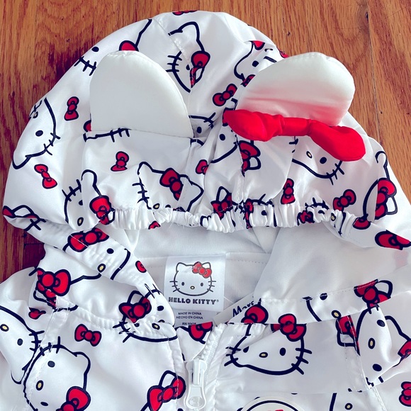 Hello Kitty Sanrio Hooded Windbreaker Jacket with Ears Sz 4 - Picture 3 of 5